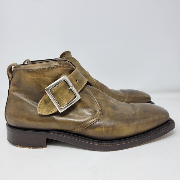 Bettanin & Venturi Mens Sz 9 Olive Leather Monk Strap Dress Shoes main image 7